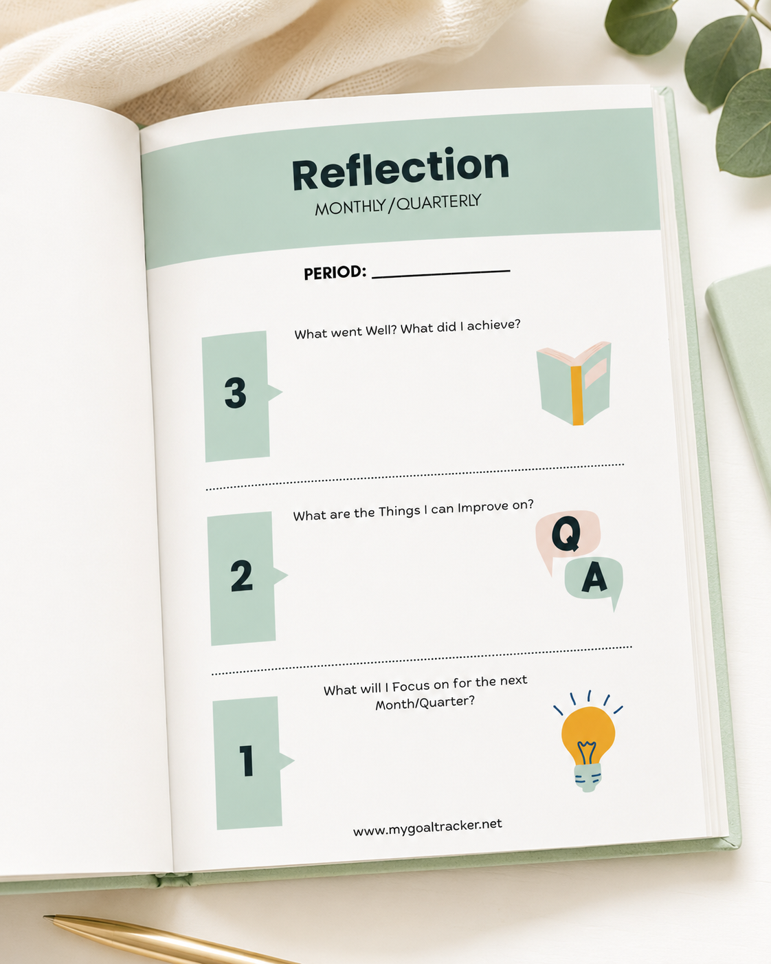 Reflection page from the Goals On Purpose journal