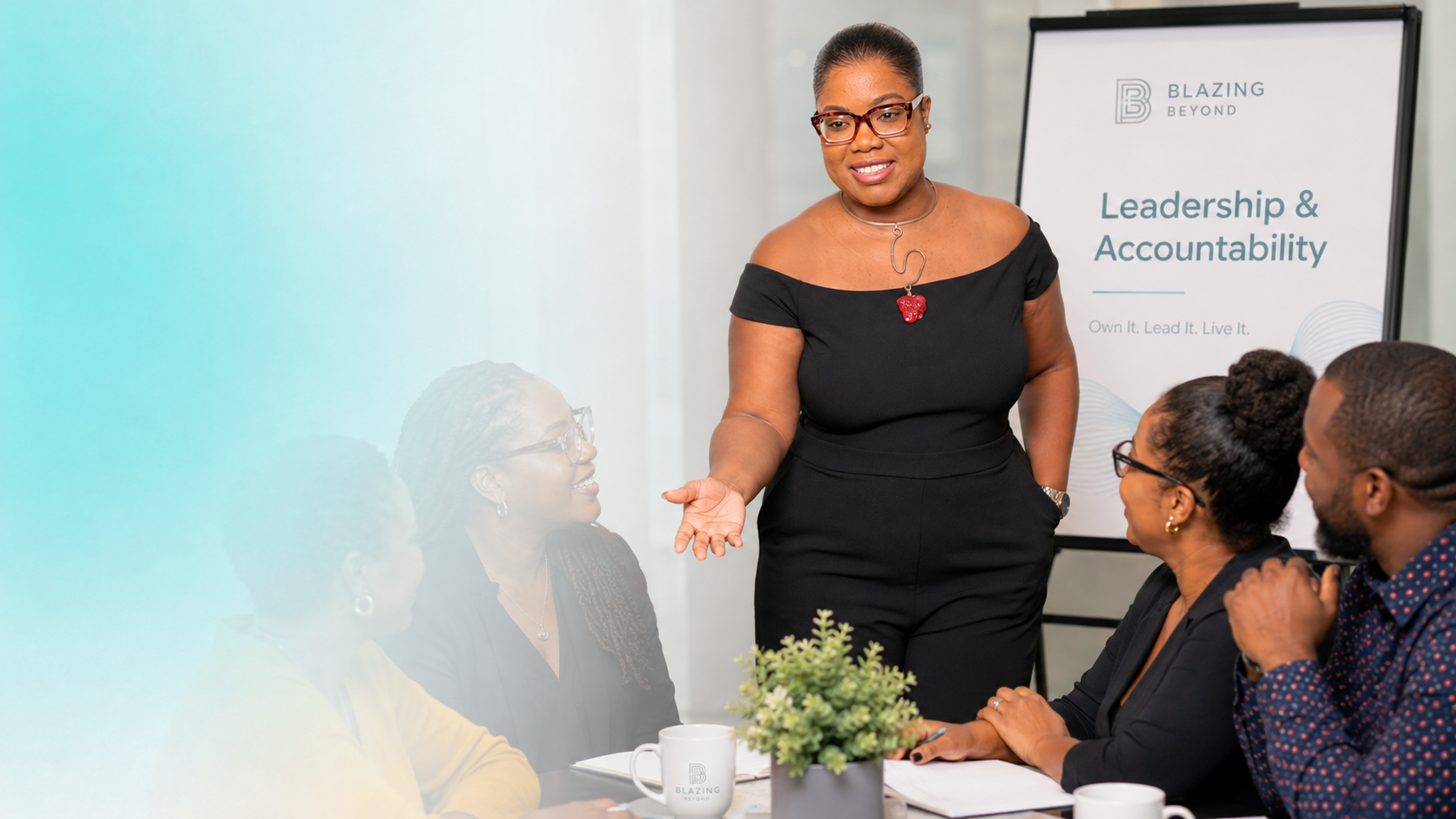 Althea Walters leading a leadership and accountability training session with a corporate team in Jamaica